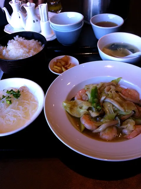 海老の柚子胡椒炒め定食|いだっちさん