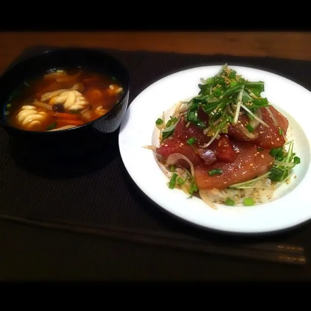 Snapdishの料理写真:カジキマグロの漬け丼|minttyさん