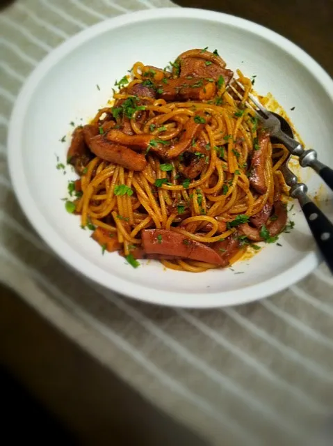 spaghetti with cuttlefish sauce|rick chanさん