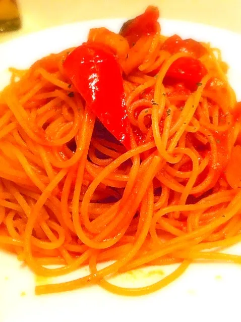 Snapdishの料理写真:イタリア野菜のトマトソーススパゲッティ|塩豚骨さん