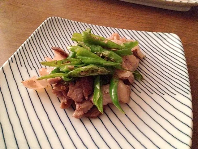 青唐辛子と豚肉炒め|永山食堂さん