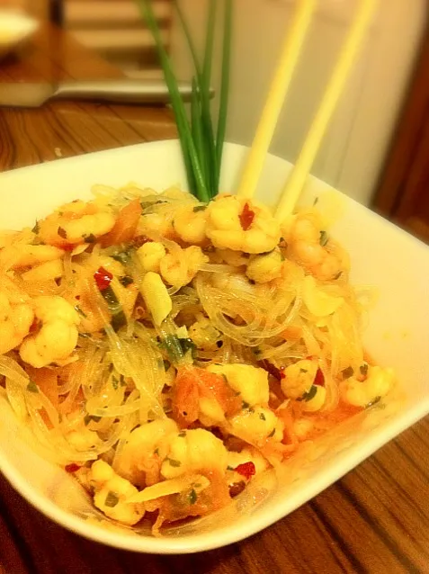 rice noodle shrimp sautee|ReciBellaさん