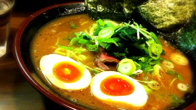 Snapdishの料理写真:良く言えば、醤油がハッキリと主張する家系ラーメン的な。。。ぶっちゃけしょっぱく感じたけど呑んだときには旨く感じるんだろな|もとゆきさん