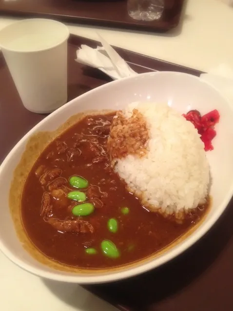 羽田乗り換え。牛スジぼっかけカレー（兵庫県）は650円（＾∇＾）ビール飲めないのが残念（ ;  ; ）|しーさん