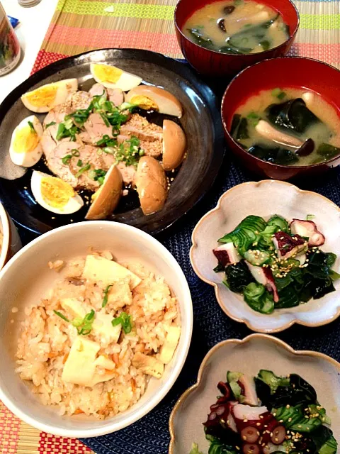 竹の子ご飯と手作り焼豚|かずさん