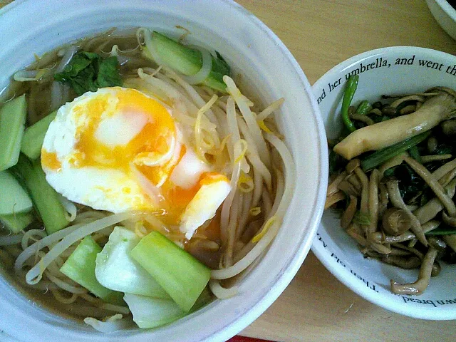 ラーメン ほうれん草としめじのソテー シュウマイ|Nozomi Kitadeさん