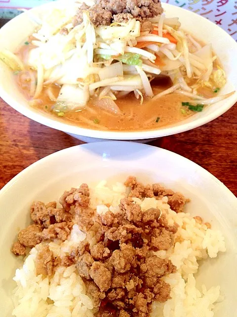 野菜タンメン（麺半分）＋挽き肉ごはん（小）|Takashi H.さん