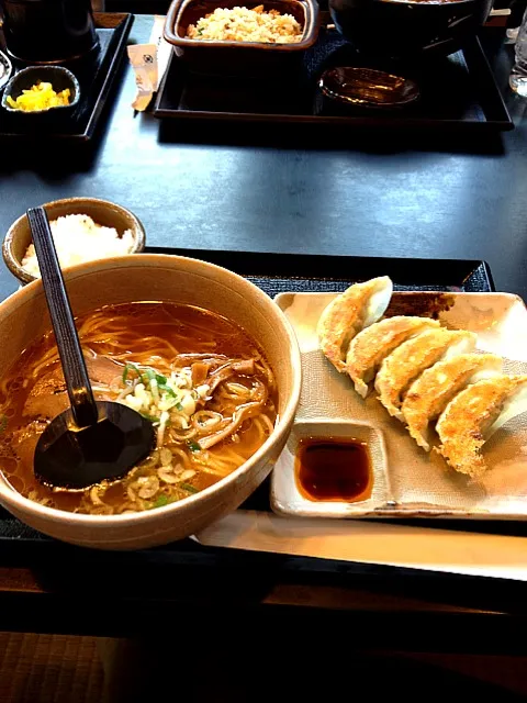 Snapdishの料理写真:味噌ラーメン餃子セット|西田聡さん