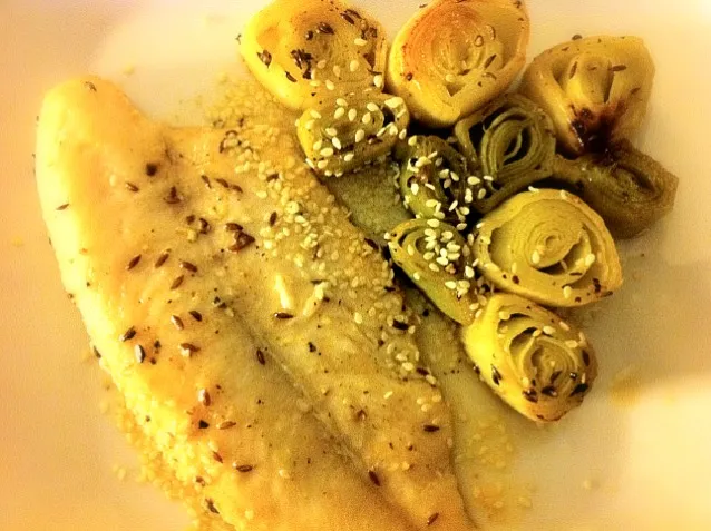 carraway seed oven baked cod fillet with leek|ReciBellaさん