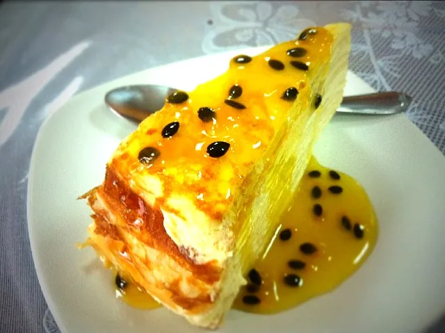 mille crepe cake with vodka passionfruit sauce|nuttyさん