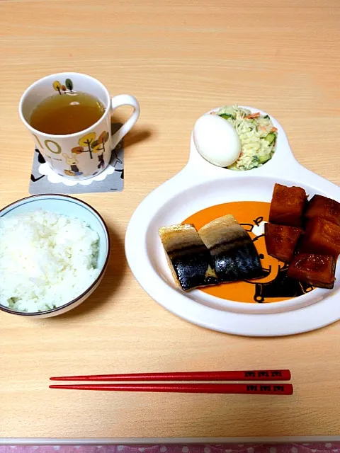 鯖の煮付け、かぼちゃの煮物、ポテトサラダ、ゆで卵|chappyさん