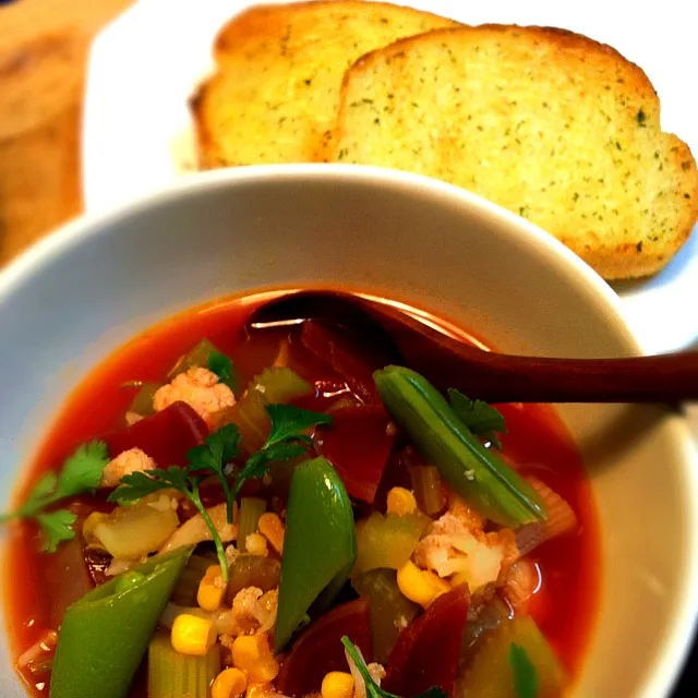 organic veggie soup w/garlic toast ♡|tayukoさん