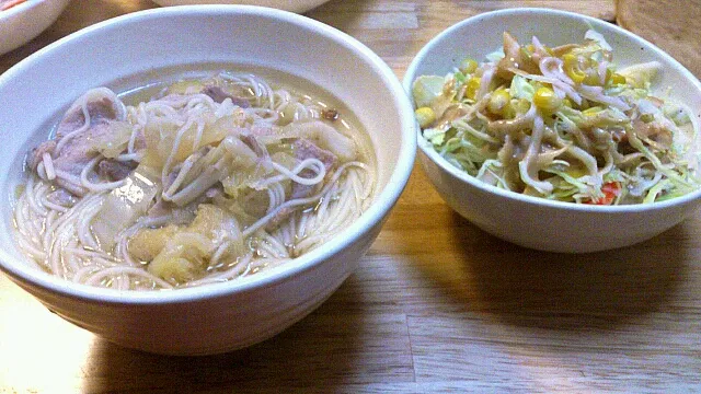 煮込みそうめんと、サラダ|渡辺さん