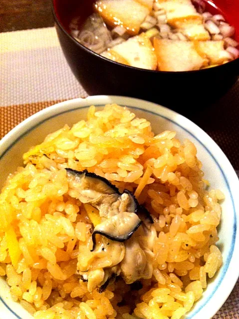 牡蠣ご飯とお麩の吸い物|レイさん