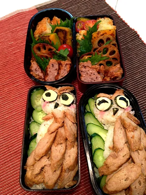 つくねの羽根のフクロウ弁当|かずさん