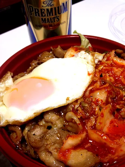 焼肉キムチ丼&beer|たるまあつしさん