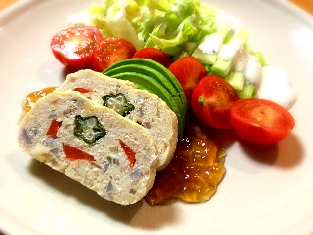 サラダ 鶏ひき肉と豆腐の蒸しつくね|ishibashiさん