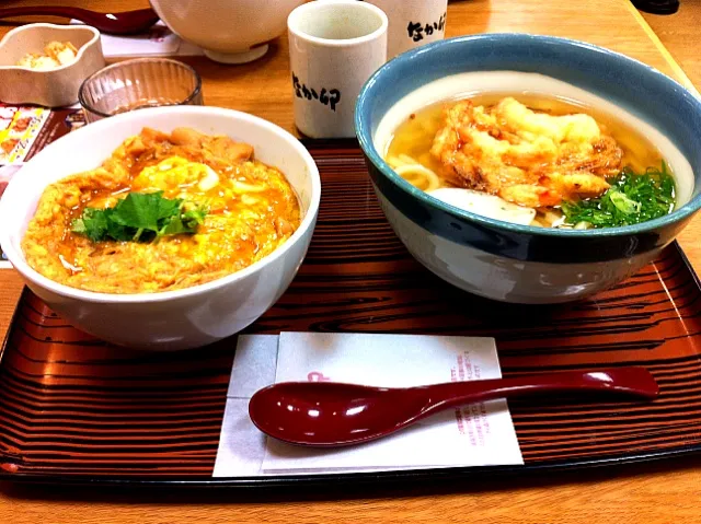 親子丼とかき揚げうどん|masakiさん