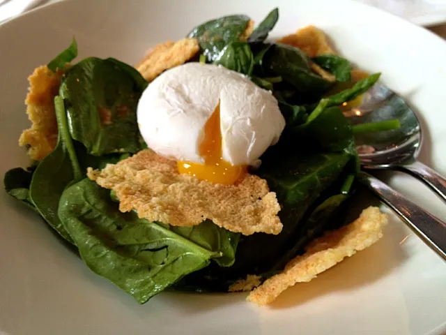 poached egg spinach salad|willzさん