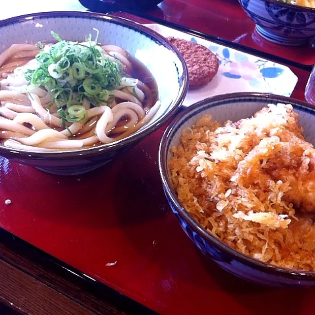 ぶっかけうどんととり天丼、ハムカツ|Masさん