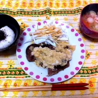 Snapdishの料理写真:牛肉のおろしポン酢と大根サラダとお味噌汁|Ch8asoさん