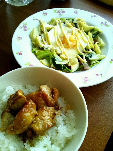 昨日の残り物と、半熟卵焼きとベーコンと野菜のチーズ蒸し|渡辺瑠美さん