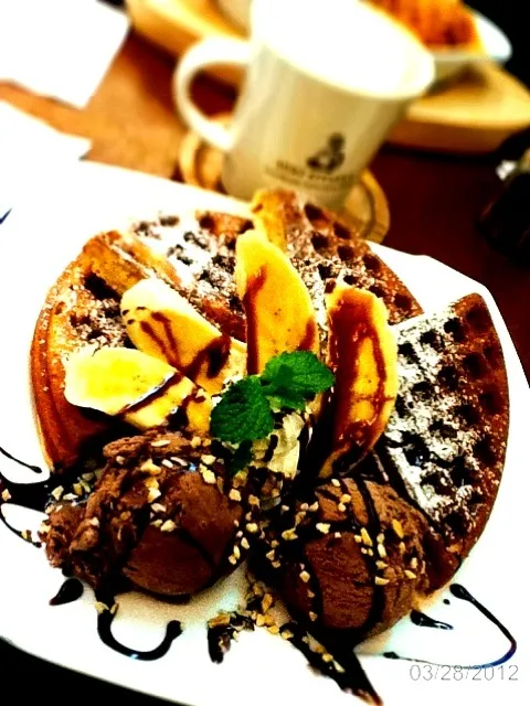 banana choco waffles|Linさん