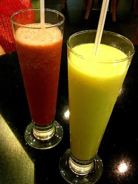 Snapdishの料理写真:Watermelon Juice & Mango Juice|Shiroi Yukiさん