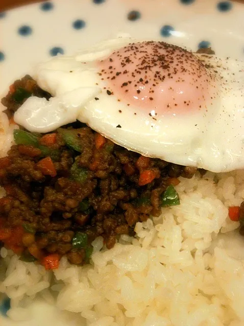 Snapdishの料理写真:ドライカレー目玉焼きのせ|mugiさん