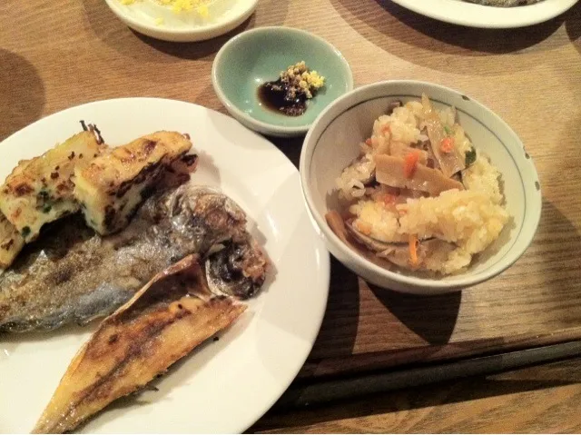 鯵＆えぼ鯛の干物、筍おこわ|tkさん