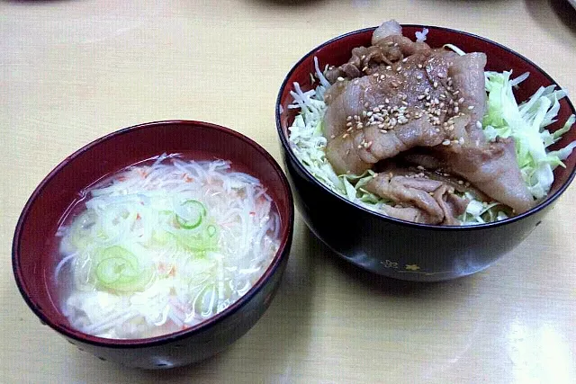 バラ焼き丼&かにかまスープ|めいたん☆さん