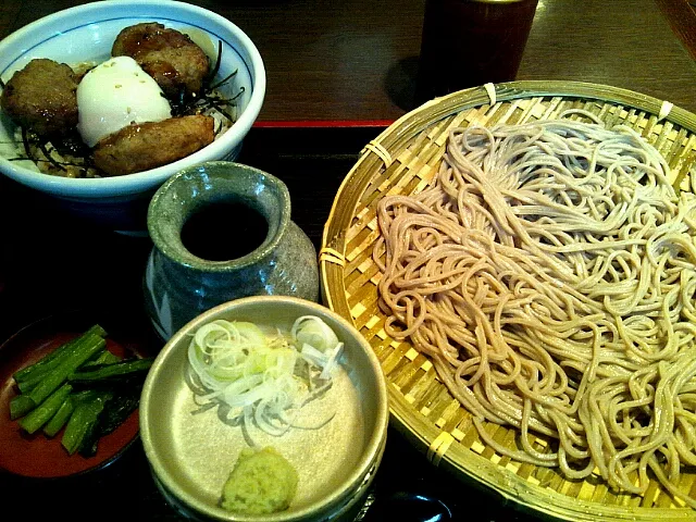 鶏つくね丼&そば|なっちさん