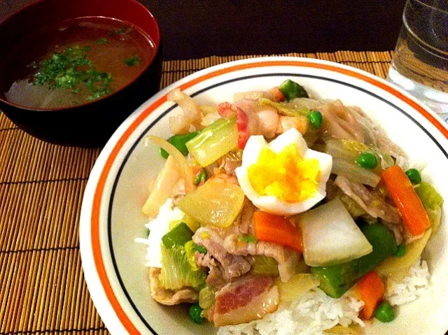 中華丼, 中華だしのスープ|keiko mashimaさん