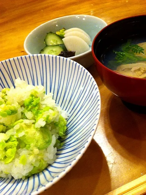 天ぷら屋さんの〆ご飯、天豆ご飯♪|takakoさん