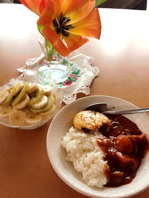 トマトチキンカレーANDフルーツヨーグルト|romiさん