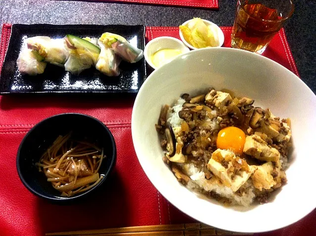 赤ちゃんの手づかみ生春巻き＆麻婆丼|あゆみさん