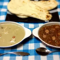 Snapdishの料理写真:グリーンカレーとキーマカレー|みあさん