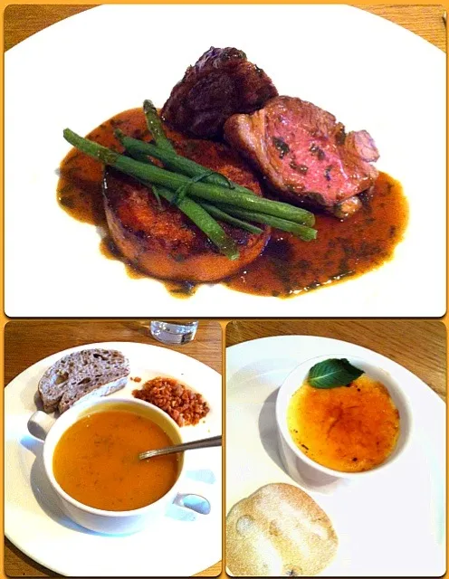 pumpkin soup. lamb rump and creme brulee with butter shortbreaf|nicky tangさん