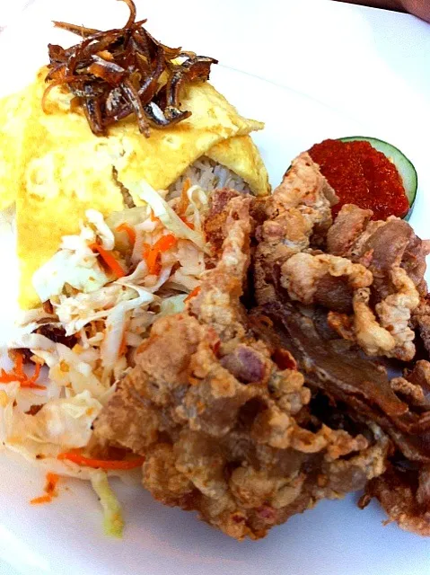 coconut rice with fried pork|mikko tanさん