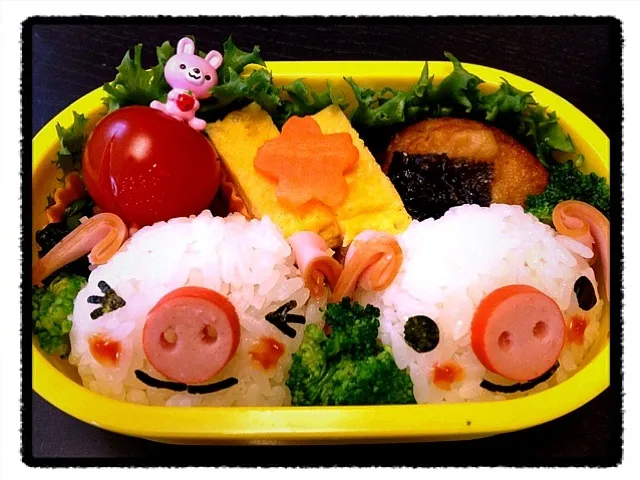 Snapdishの料理写真:ブタさん弁当|椛さん