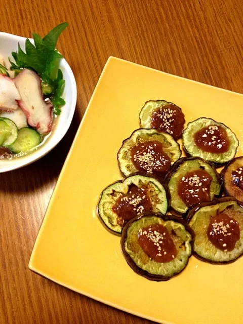 茄子田楽、タコ酢🐙|かまさん