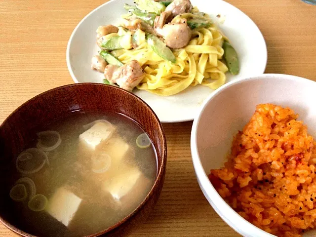 鶏とアスパラのクリームスパゲティ 残りもの|たかおさん