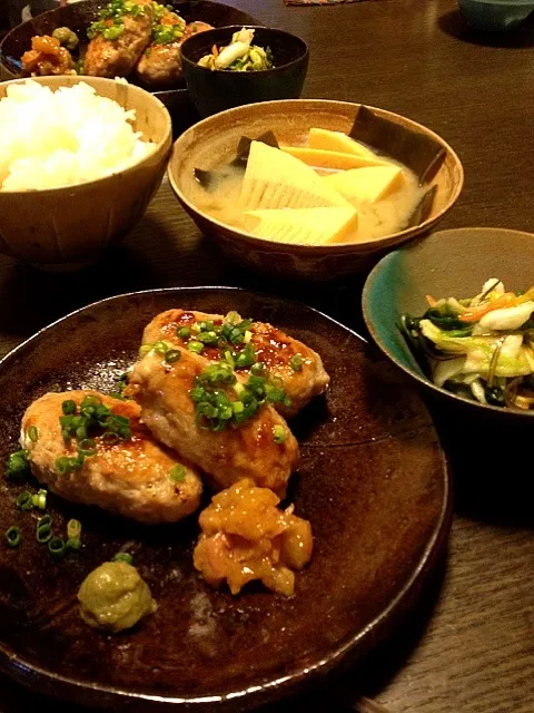 鶏つくね、竹の子昆布味噌煮|maruruさん