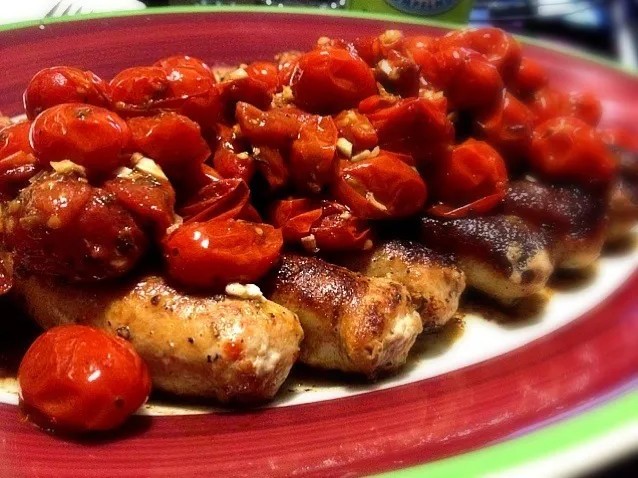 Chicken sausage with tomato relish|Angie Changさん