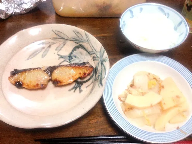 鰆の味噌焼き 白菜と竹の子の煮物(鰹節入り)|shioriさん