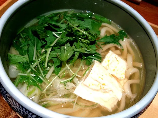 生湯葉と水菜のうどん|ニッサンさん