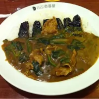 Shabu pork curry with spinach, egg plant and rice|Piyarat Tatawatornさん