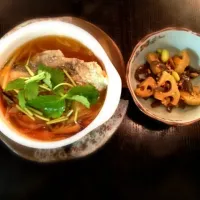 Snapdishの料理写真:白身魚の柚子野菜あんかけ＆レンコンのカレー炒め|kmkさん