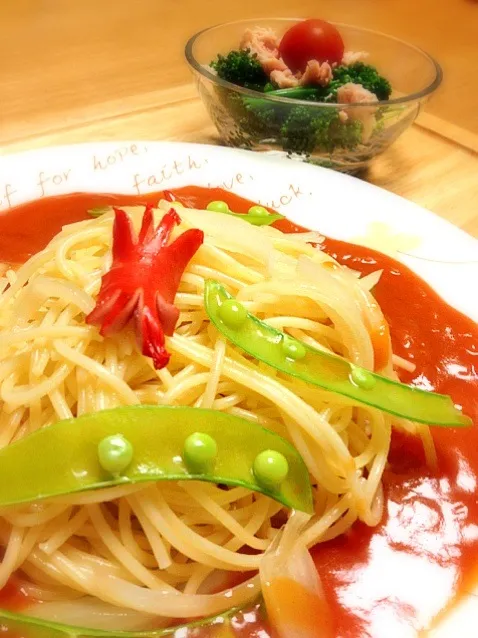 あんかけパスタ（名古屋めし）/ブロッコリーとツナのサラダ|なおさん