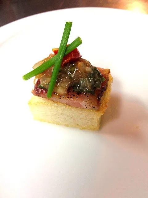 Snapdishの料理写真:Amuse bouche - "BLT" Brioche, House Bacon, tomato confit|Chris Shannonさん